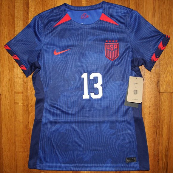 Nike USWNT 4 Star Alex Morgan Soccer Jersey Womens L XL Blue USA - Picture 1 of 6